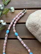 Load image into Gallery viewer, Sterling Silver Rhodochrosite Turquoise Bead Necklace. 18 inch. Gift