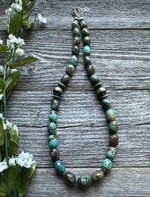 Load image into Gallery viewer, Sterling Silver Turquoise Nuggets W Pearls Bead Necklace. 18 inch