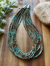 Load image into Gallery viewer, Sterling Silver Multi Strand Blue Green Faceted Turquoise Bead Necklace 20 Inch