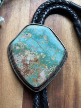 Load image into Gallery viewer, Large Native American Sterling Silver Royston Turquoise Bolo Tie Pendant CY