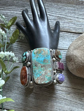 Load image into Gallery viewer, Native American Sterling Silver Multi Stone Royston Turquoise Cuff Bracelet. KY