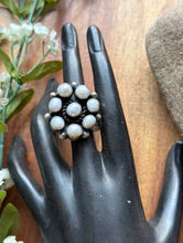 Load image into Gallery viewer, Navajo Sterling Silver Pearl Cluster Adjustable Ring KY Gift