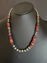 Load image into Gallery viewer, Sterling silver purple orange spiny oyster necklace 22 inch