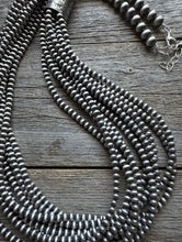 Load image into Gallery viewer, 4mm Multi 10 Strand 925 Sterling Silver Oxidized Pearls Bead Necklace 24 Inch