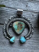 Load image into Gallery viewer, Native American Sterling Silver Royston Turquoise Naja Pendant Handmade CY