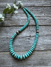 Load image into Gallery viewer, Southwestern Sterling Silver Blue Turquoise Bead Necklace. 18 inch