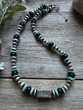 Load image into Gallery viewer, Sterling Silver Onyx Turquoise W Pearls Kokopelli Bead Necklace 18 Inch