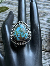 Load image into Gallery viewer, Native American Sterling Silver Kingman Turquoise Ring. Size 8. Mary Ellen
