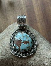 Load image into Gallery viewer, Navajo Sterling Silver Number 8 Turquoise Handmade Pendant Etta Enditto Gift
