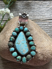 Load image into Gallery viewer, Navajo Sterling Silver Turquoise Cluster Pendant. C Yazzie Gift