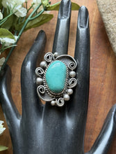 Load image into Gallery viewer, Native American Sterling Silver Turquoise Ring. Size 11.5 LN