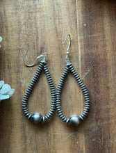 Load image into Gallery viewer, Southwestern Sterling Silver Flat Saucer Pearls Bead Loop Earrings 2.5 Inch