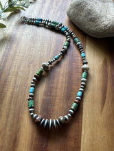 Load image into Gallery viewer, Sterling Silver Brown Wild Horse Turquoise Bead Necklace. 22 inch. Gift