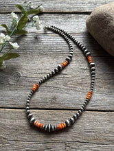 Load image into Gallery viewer, Orange Spiny Oyster Multi Graduated Sterling Silver Pearls Bead Necklace 4mm-8mm