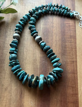 Load image into Gallery viewer, Sterling Silver Graduated Turquoise Nuggets Bead Necklace 18 inch Gift