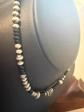 Load image into Gallery viewer, Sterling silver black onyx bead necklace 18 inch