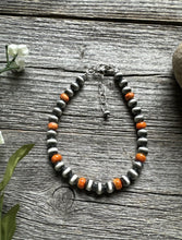 Load image into Gallery viewer, Genuine Orange Spiny Oyster 6mm 7 Inch 925 Sterling Silver Pearls Bead Bracelet