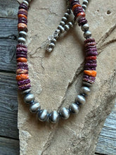 Load image into Gallery viewer, Sterling silver purple orange spiny oyster necklace 22 inch