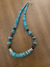Load image into Gallery viewer, Sterling silver blue  turquoise graduated necklace 22 inch