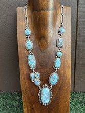 Load image into Gallery viewer, Navajo Sterling Silver Golden Hill Turquoise Chain Lariat Necklace Mary Ellen