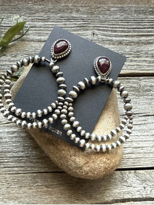 Navajo Sterling Silver Purple Spiny Oyster Pearl Double Loop Earrings 3 Inch E