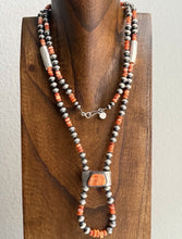 Load image into Gallery viewer, Native American Sterling Silver Spiny Oyster Pearls Jackla Bead Necklace