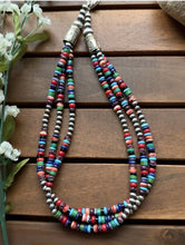 Load image into Gallery viewer, Sterling Silver Multi Strand Stone Pearls Bead Necklace. 18 inch
