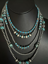 Load image into Gallery viewer, Lot of 5 Sterling Silver Turquoise Pearls Bead Necklaces Set. 16 - 24 inch. Gift