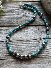 Load image into Gallery viewer, Sterling Silver Blue Turquoise W Pearls Bead Necklace 18 inch