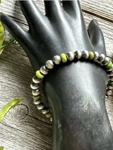 Load image into Gallery viewer, Genuine Green Turquoise 6mm 7 Inch 925 Sterling Silver Pearls Bead Bracelet
