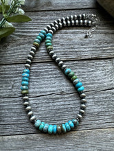 Load image into Gallery viewer, Sterling Silver Blue Green Turquoise Bead Necklace. 18 inch