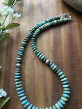 Load image into Gallery viewer, Sterling Silver Graduated Turquoise Rondelle Bead Necklace 18 inch Gift