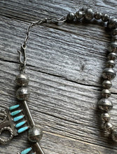 Load image into Gallery viewer, Native American Navajo Sterling Silver Turquoise Pearls Bead Necklace L By Joe