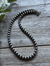 Load image into Gallery viewer, Vintage Pawn 6mm 18 Inch 925 Sterling Silver Oxidized Pearls Bead Necklace
