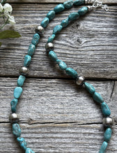 Load image into Gallery viewer, Sterling Silver Blue Turquoise W Pearls Bead Necklace 18 inch
