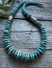 Load image into Gallery viewer, Southwestern 925 Sterling Silver Turquoise Bead Necklace. 22 inch