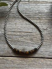 Load image into Gallery viewer, Tigers Eye 4mm Sterling Silver Pearls Choker Bead Necklace. 16 Inch. Gift