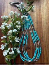 Load image into Gallery viewer, Sterling silver blue turquoise bead necklace 24 inch