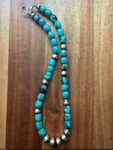 Load image into Gallery viewer, Sterling silver turquoise nugget necklace 18 inch