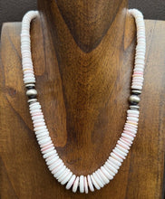 Load image into Gallery viewer, Southwestern Sterling Silver Graduated Pink Conch Bead Necklace. 18 Inch. Gift