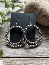 Load image into Gallery viewer, Southwestern Sterling Silver Pearls Double Loop Earrings 2.5 Inch