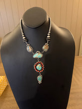 Load image into Gallery viewer, Navajo sterling silver royston turquoise lariat necklace