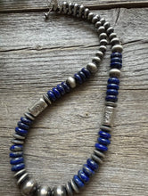 Load image into Gallery viewer, Sterling Silver Blue Lapis W Pearls Kokopelli Bead Necklace 18 Inch