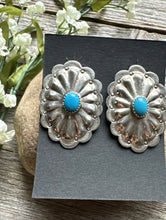 Load image into Gallery viewer, Navajo Native American Sterling Silver Turquoise Stud Earrings DM