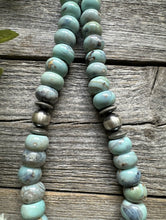 Load image into Gallery viewer, Southwestern 925 Sterling Silver Larimar W Pearls Bead Necklace 16 inch