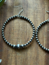 Load image into Gallery viewer, Southwestern Graduated Sterling Silver Pearls Bead Hoop Earrings. Gift. 3 Inch