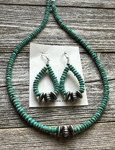 Load image into Gallery viewer, Sterling Silver Blue Turquoise Bead Necklace W Earrings Set. Gift 18 Inch