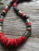 Load image into Gallery viewer, Tommy &amp; Rosita Singer T R Sterling Silver Multi Stone Red Coral Bead Necklace 20