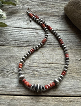 Load image into Gallery viewer, Red Spiny Oyster Multi Graduated Sterling Silver Pearls Bead Necklace 18 inch