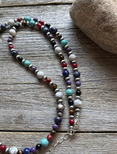 Load image into Gallery viewer, Sterling Silver Pearls Multi Stone Round Bead Necklace 30 inch